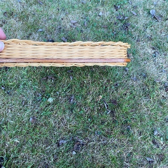 WICKER rattan wood serving tray boho style vintage - Picture 7 of 7